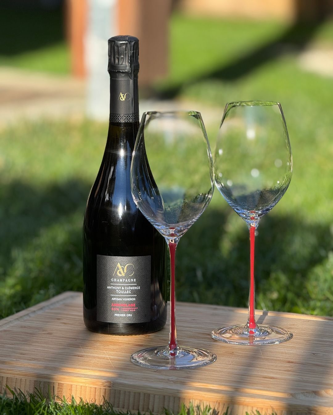 Heute einfach rausgesetzt. Frisch gemähter Rasen, ein Holzbrett und eine kleine Decke – Picknick-Style mitten im Garten. Sonne im Gesicht – und ein Glas @champagneaetctoullec – … (3)