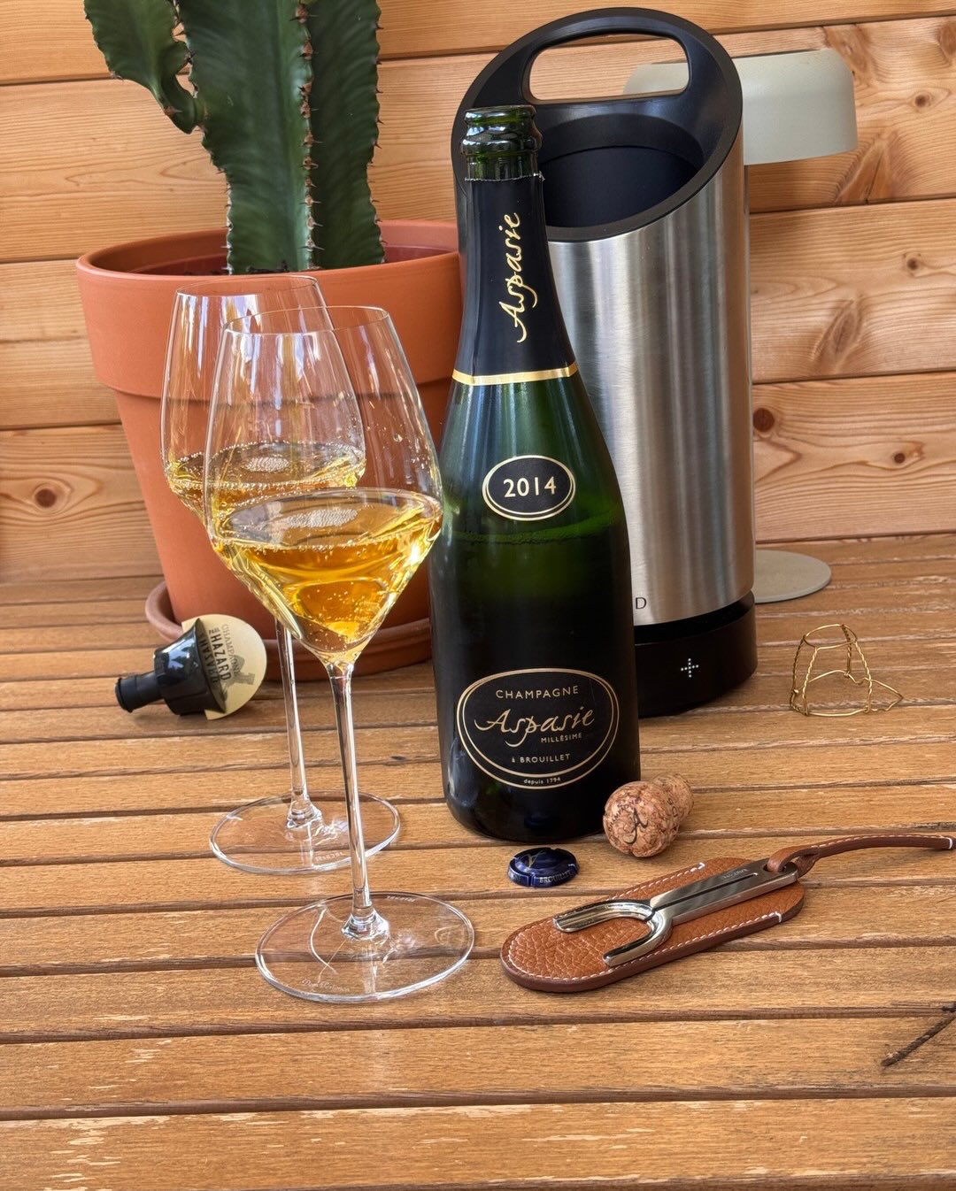 Teil zwei des Vintage-Vergleichs. Gleicher Winzer, ein Jahr später, was man im Glas sofort merkt. Wo der 2013er zitrisch und straff war, kommt der Millésime 2014 von @champagnea… (8)